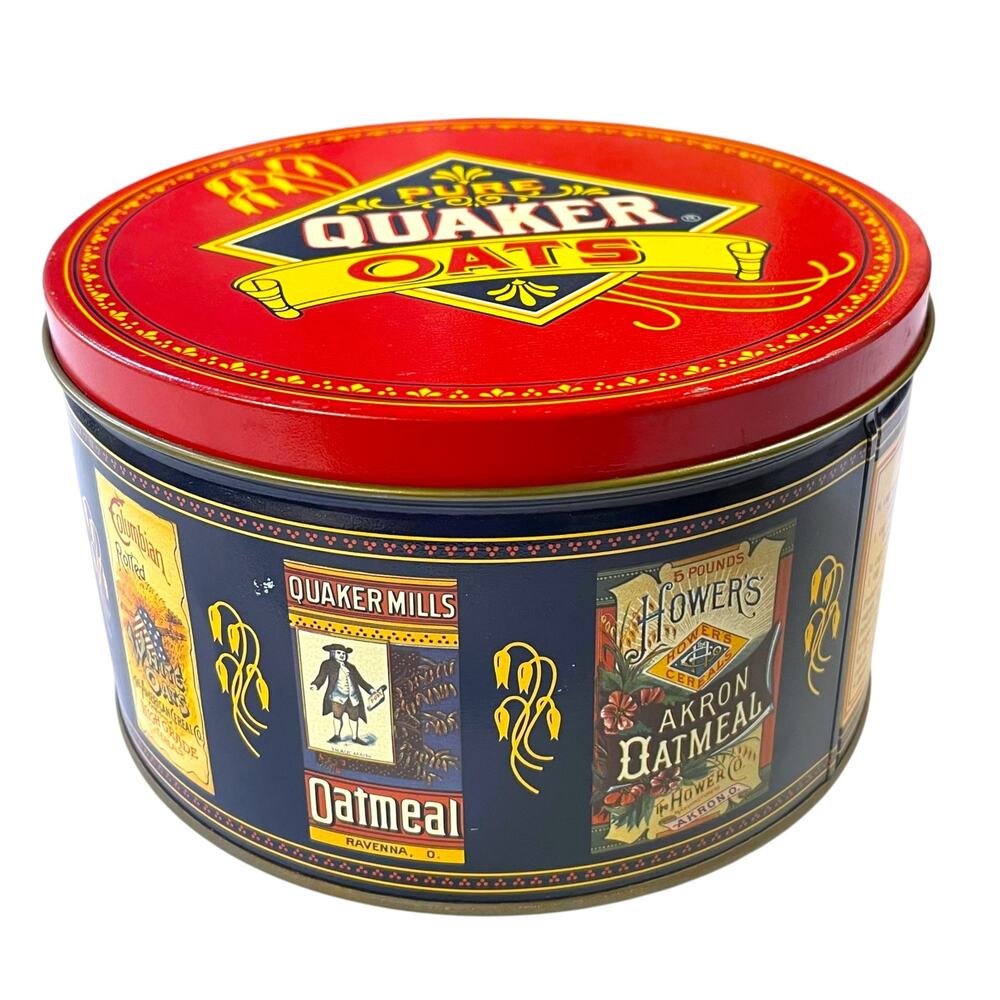 Vintage 1983 Quaker Oats Heritage Cookie Tin Limited Edition Empty 7.25”